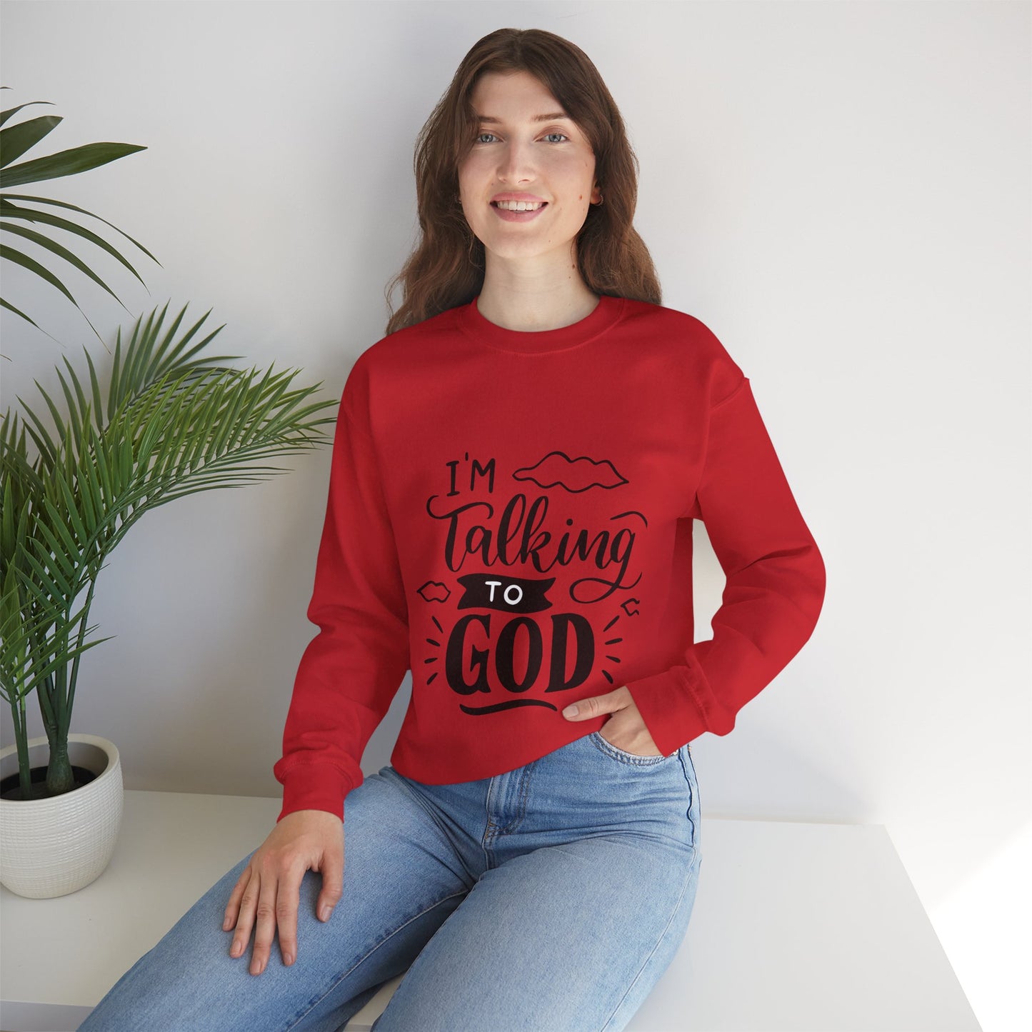 Faith-Inspired Crewneck Sweatshirt - I'm Talking to God, Cozy Christian Apparel, Inspirational Gift, Unisex, Relaxed Fit