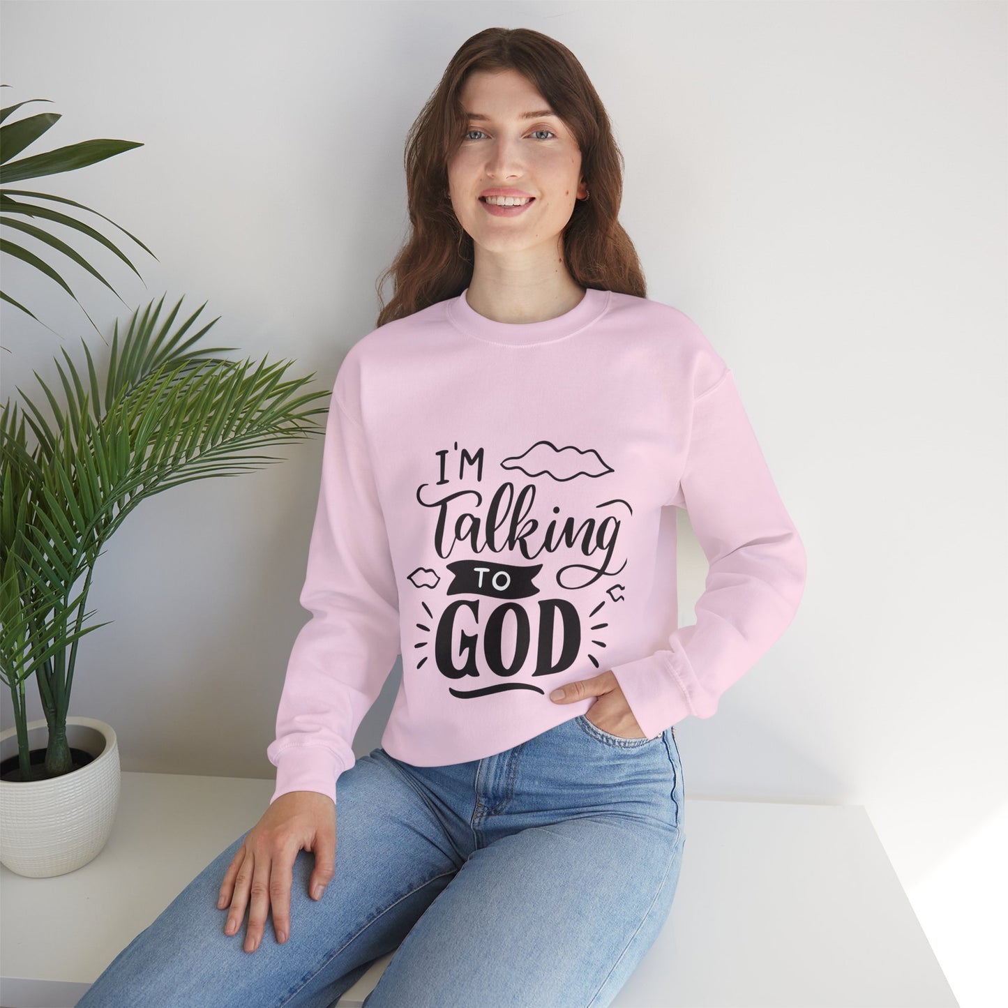 Faith-Inspired Crewneck Sweatshirt - I'm Talking to God, Cozy Christian Apparel, Inspirational Gift, Unisex, Relaxed Fit
